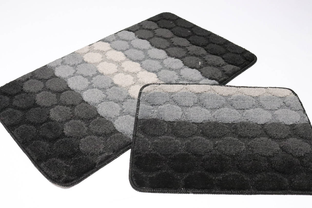 

Набор ковриков в ванную комнату и туалет Vonaldi 80*50 см+ 40*50 см Black-Grey 1615
