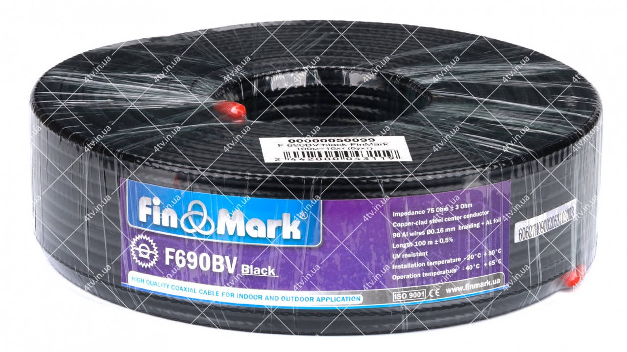 

Кабель коаксиальный FinMark F690BV 100 метров 75 Ом черный