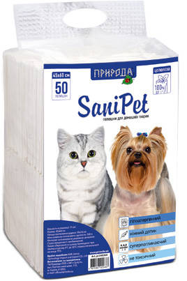

Пеленки гигиенические для кошек и собак Природа SaniPet 45*60, 50штук.