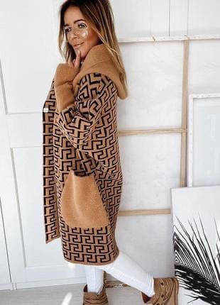 

Удлиненный кардиган из шерсти альпака с капюшоном 8465/1