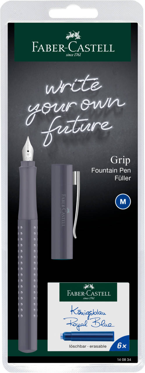 

Ручка перьевая Faber-Castell GRIP 2010 Harmony (перо М) + син. картриджи, цв. корпуса серый, 140834