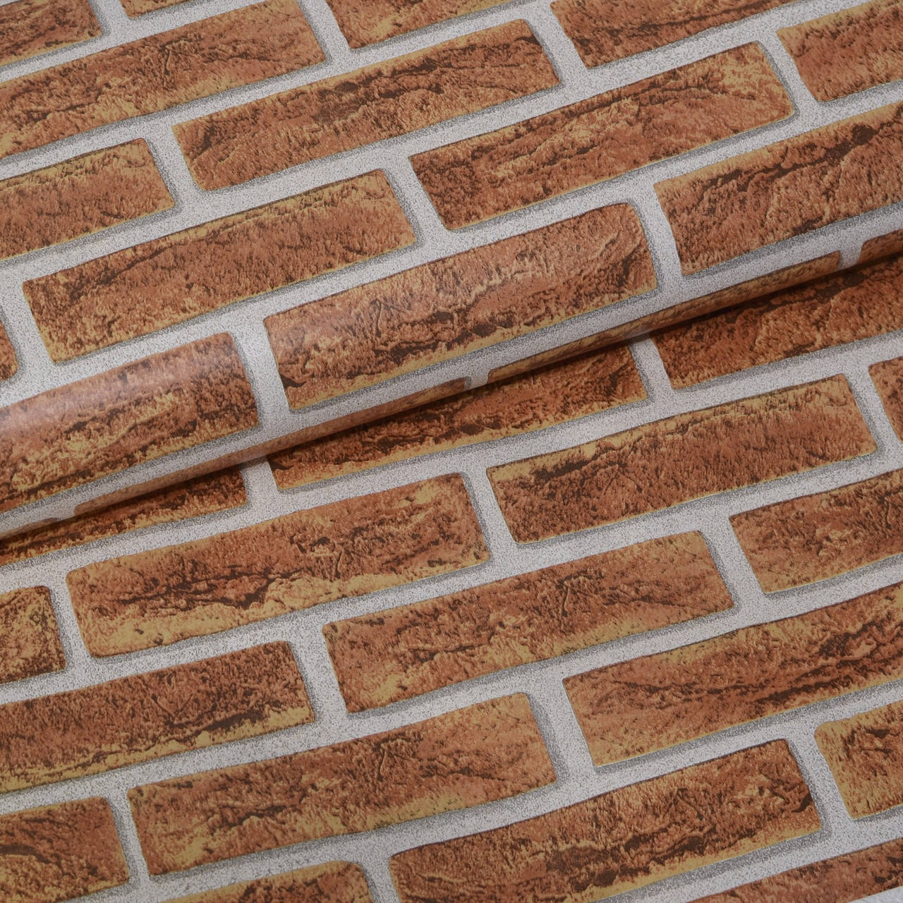 

Обои для стен шпалери бумажные влагостойкие под терракотовый кирпич 0,53*10м,, Оранжевый