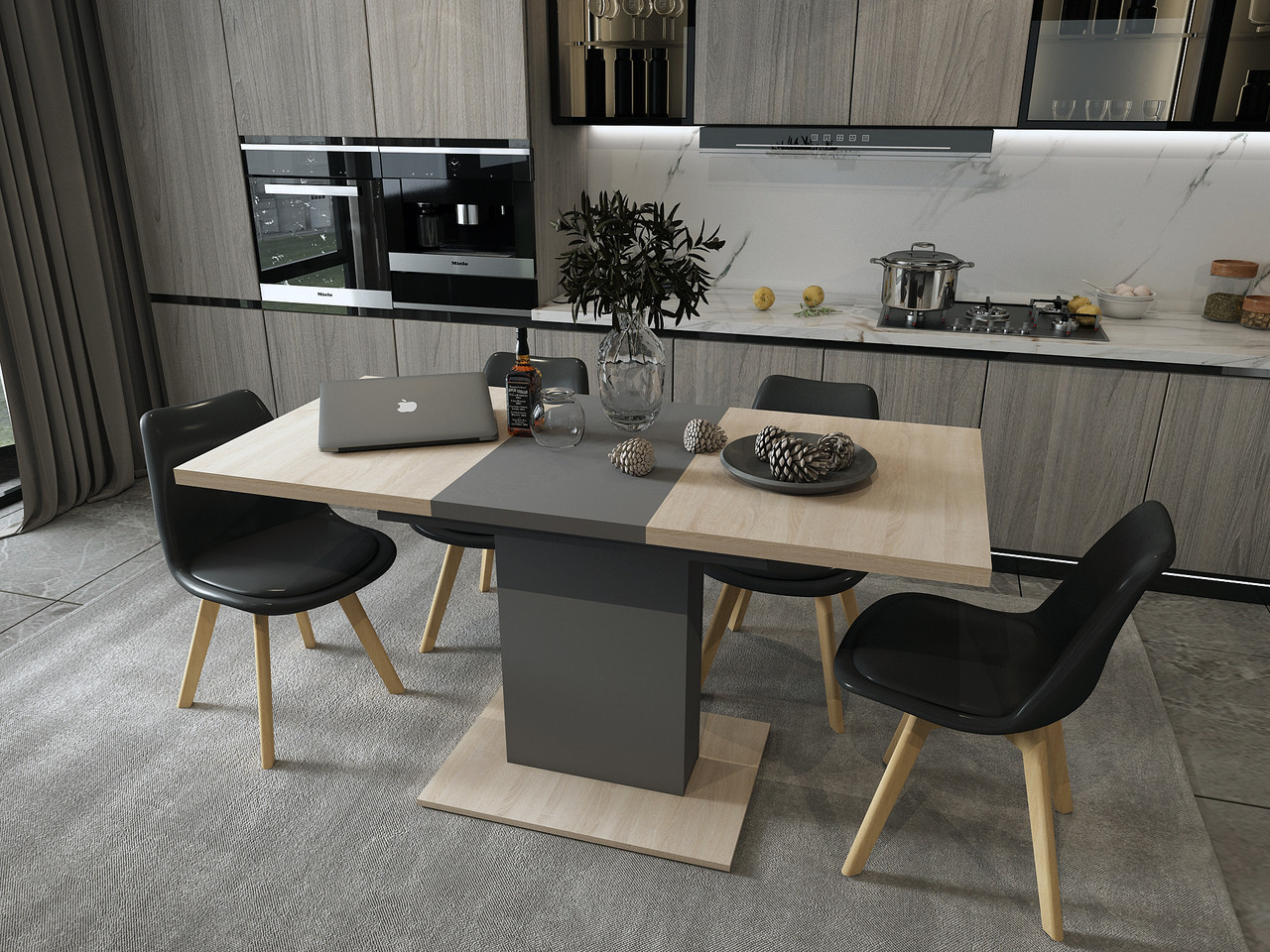 Столовий стіл Doros Бостон Дуб Сонома / Графіт 150х70х79 (81339362) 8