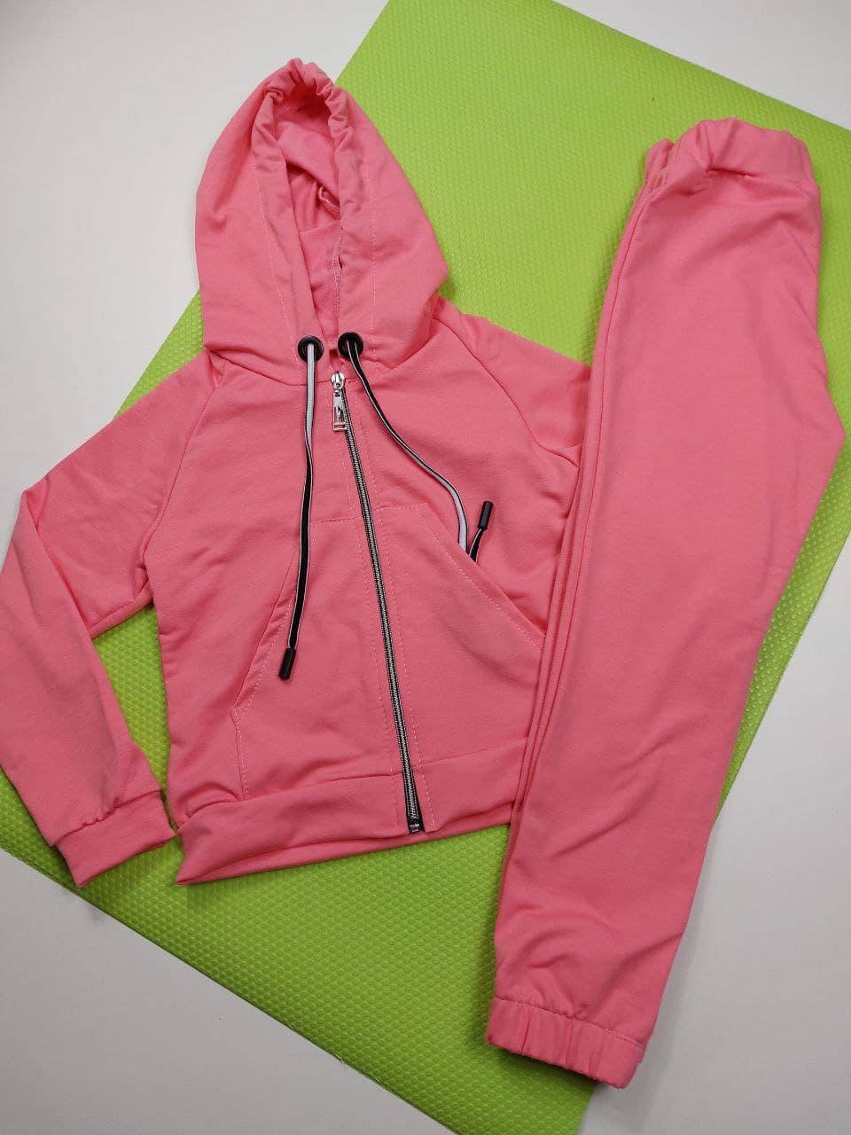 

Костюм спортивный на змейке двунитка на девочку 110, 116, 122 см, коралловый 122