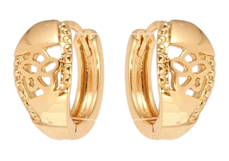 

Серьги Xuping Позолота 18K колечки "Резной цветочный орнамент"