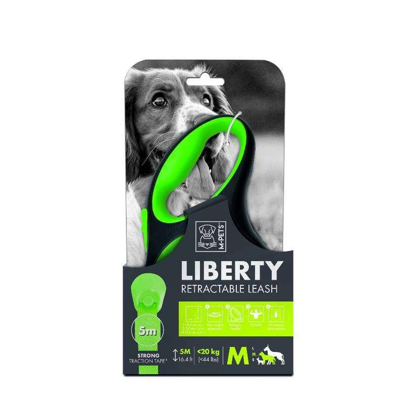 

М-Петс (M-Pets) Liberty Dog Retractable Leash M - Поводок-рулетка для собак, Зелёный