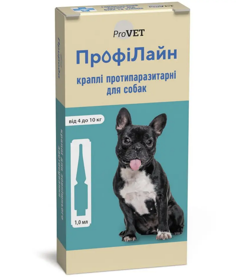 

ProVet ПрофиЛайн капли от блох и клещей для собак от 4 до 10кг (1 пипетка)