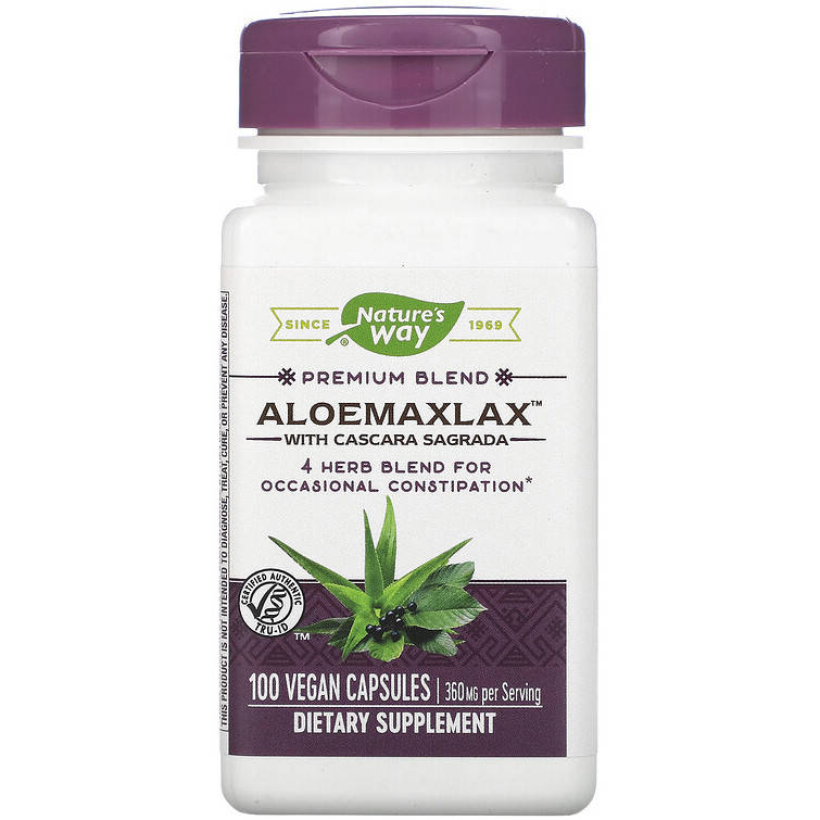 

Алоэ с крушиной Nature's Way "AloeMaxLax with Cascara Sagrada" 360 мг (100 капсул)