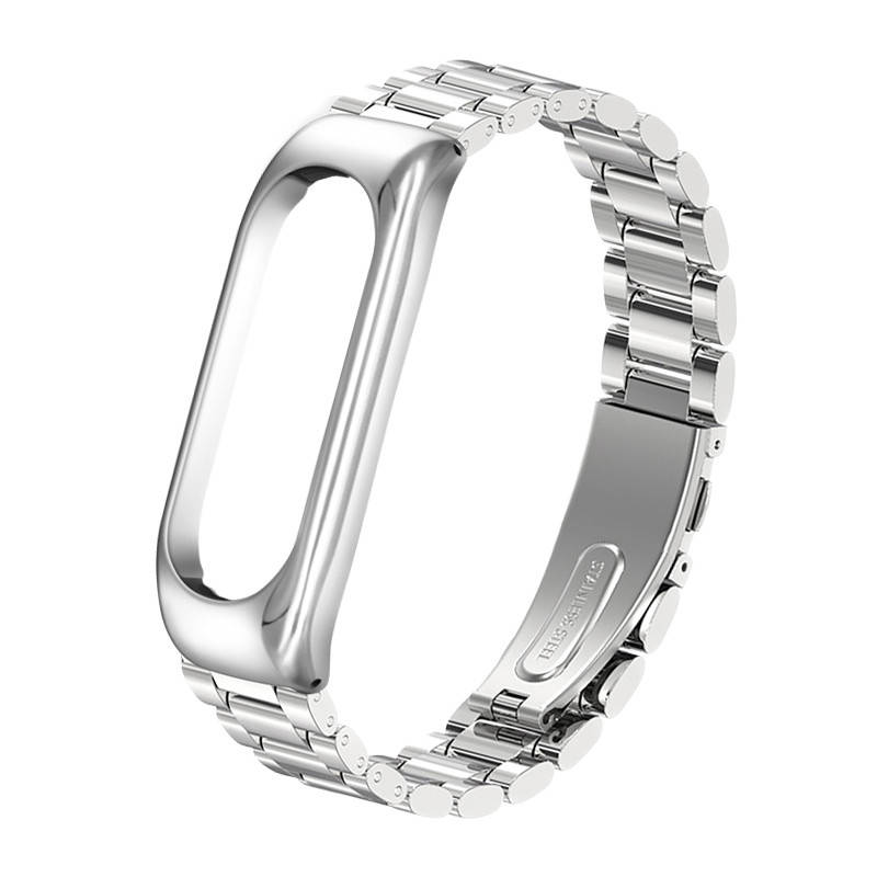 

Металлический ремешок к браслету mi band 4 5 6 крупные звенья Silver