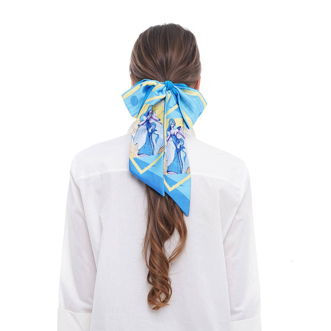 

Твилли - дизайнерский шарфик галстук "Фея лазурных снов", лента для волос, Бирюзовый