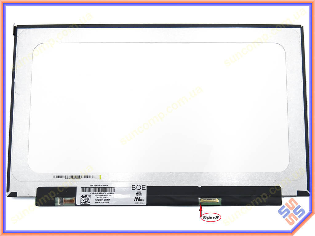 

Матрица 15.6" Slim eDP (1920*1080, IPS, 350мм, 30pin справа, без креплений) BOE NV156FHM-N3D, Матовая.
