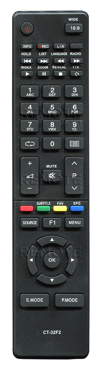 

Пульт для телевизора toshiba ct-32f2, Черный