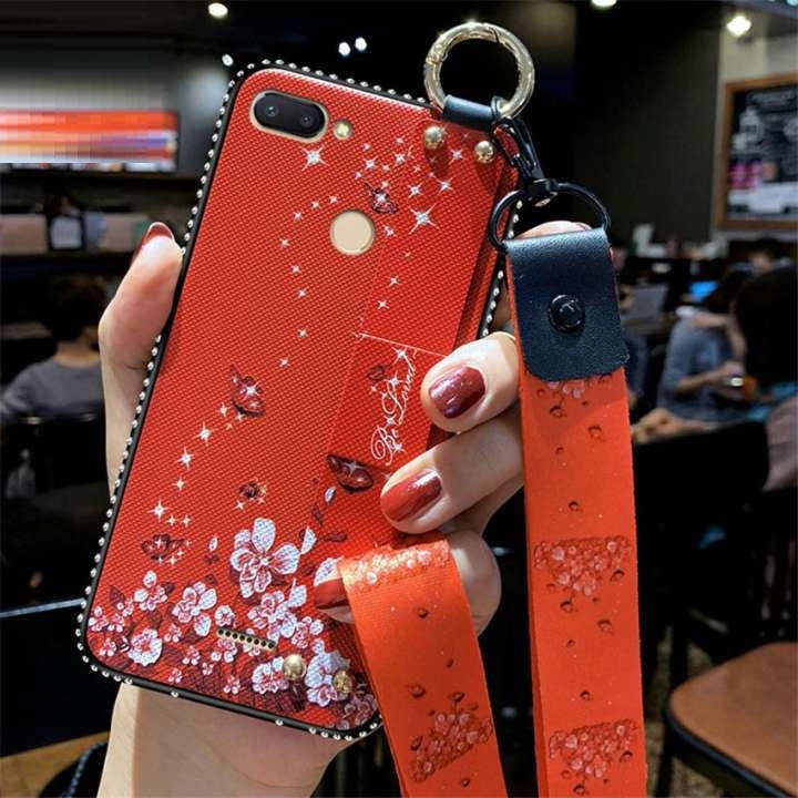 

Чехол Lanyard для Xiaomi Mi 8 Lite бампер с ремешком Red