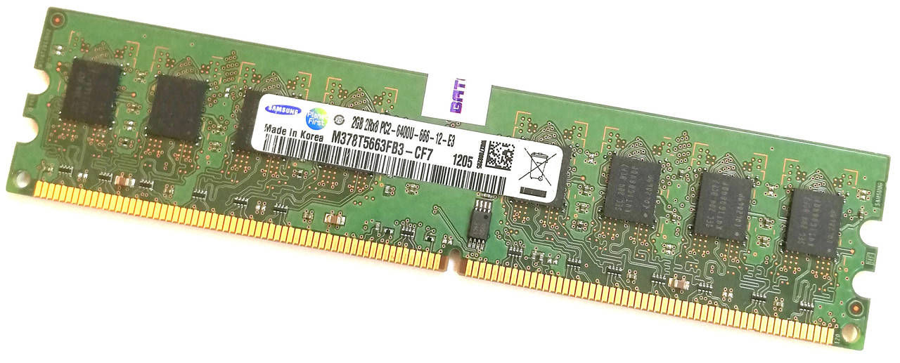 

Оперативная память Samsung DDR2 2Gb 800MHz PC2 6400U CL6 (M378T5663FB3-CF7) Б/У