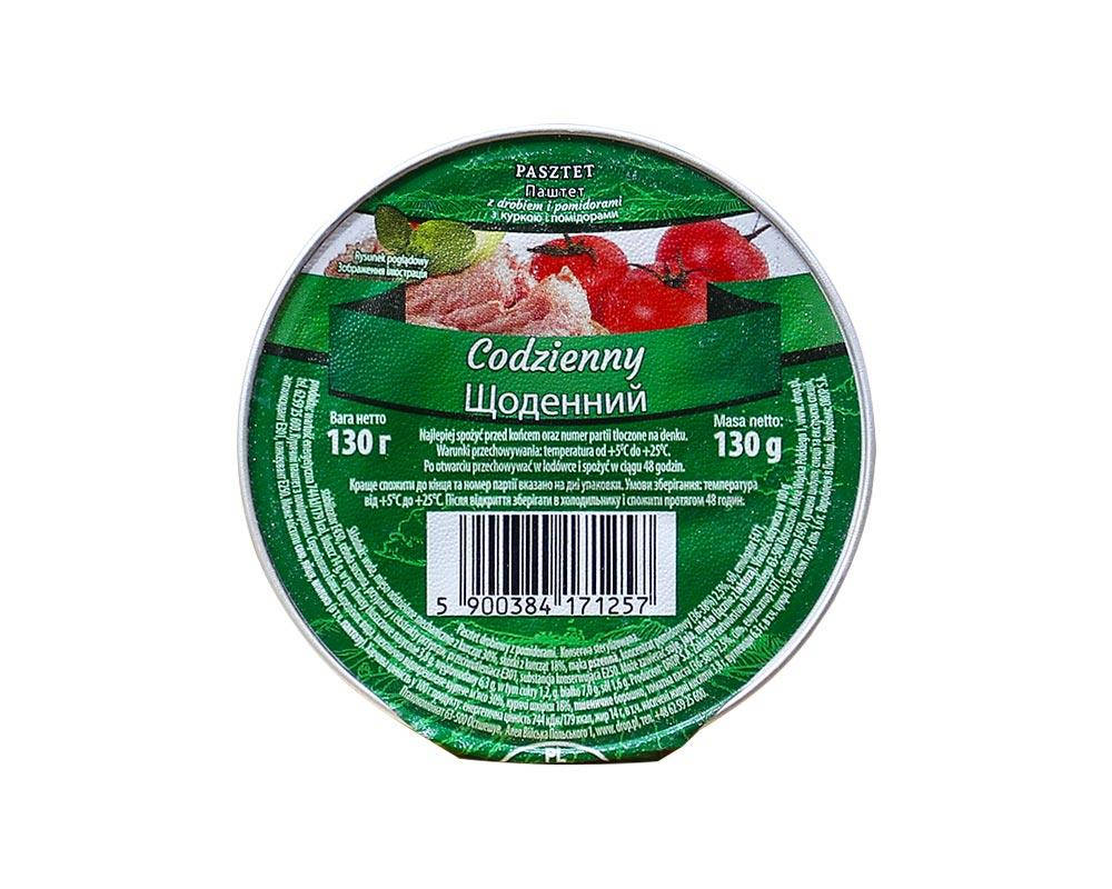 

Паштет куриный с помидором "Ежедневный" DROP Codzienny, 130 г