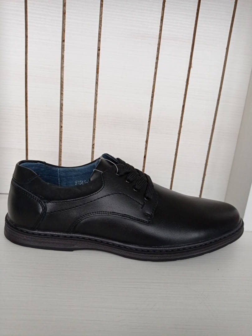 

Туфли мужские кожаные черные на шнуровке, Черный