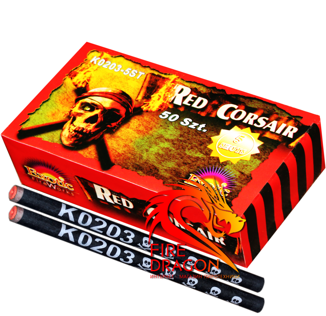 

Петарды Red Corsair 5 выстрелов 50 штук в упаковке