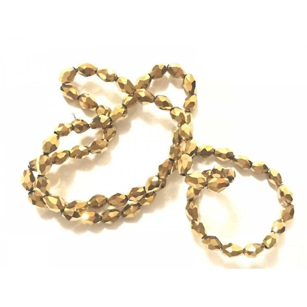 

Капля (Хрустальные бусины). Размер 4*6. В уп 70 шт. Цвет - гальваническое золото