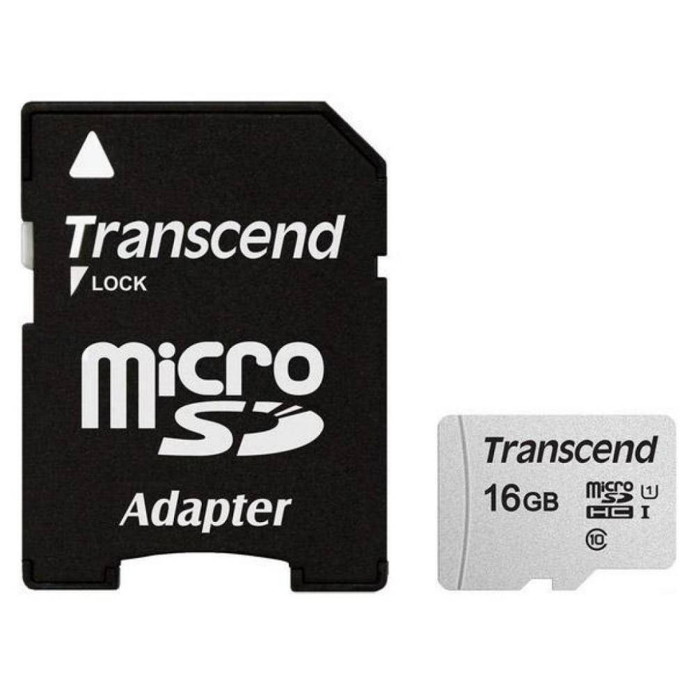 

Карта памяти Transcend 16 GB microSDHC UHS-I 300S + SD Adapter TS16GUSD300S-A
