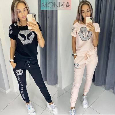 

Женский летний спортивный костюм с футболкой норма и батал новинка 2021, Синий