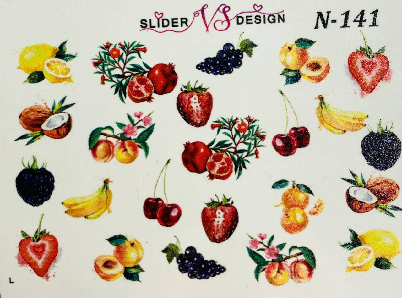 

Наклейки водные для дизайна ногтей Slider N-141, Разные цвета