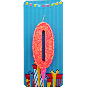 

Свеча цифра 0 розовый блеск