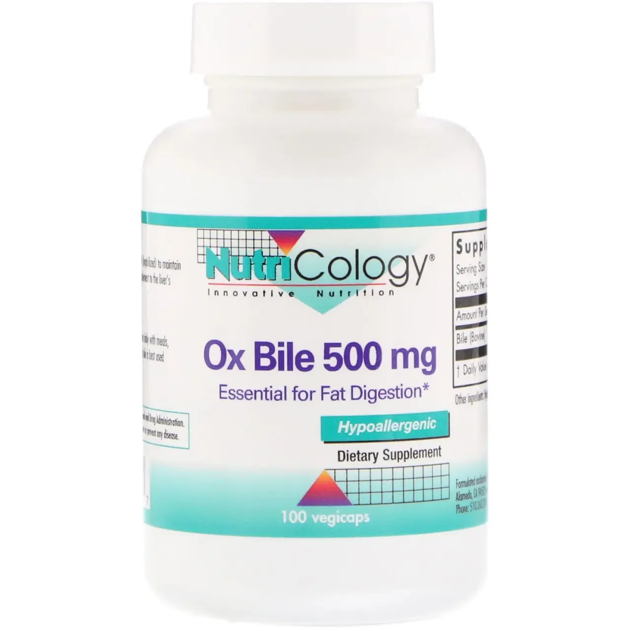 

Экстракт бычьей желчи (Ox Bile), Nutricology, 500 мг, 100 капсул (ARG-50850)