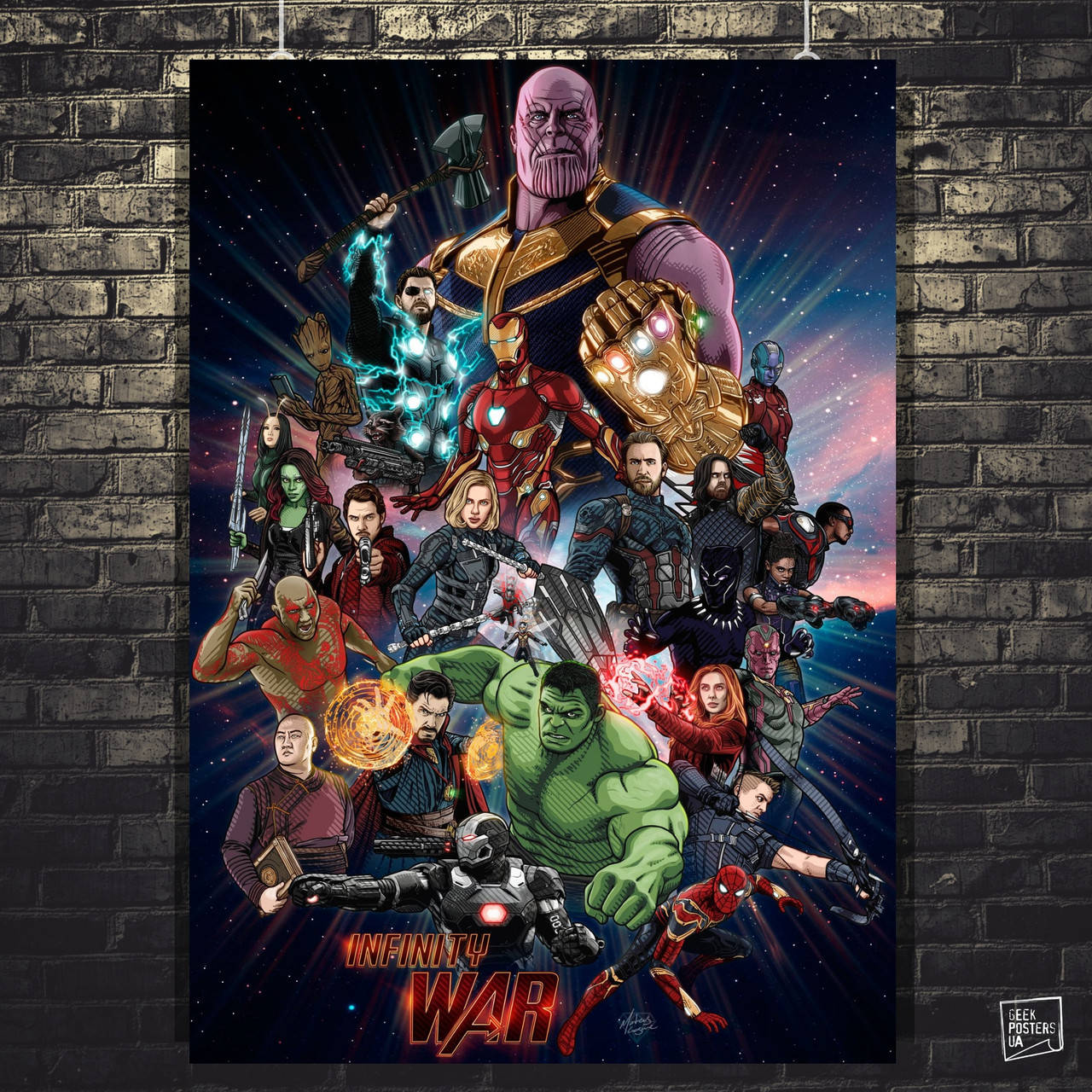 

Постер Мстители: Война Бесконечности, Avengers: Infinity War, рисунок. Размер 60x85см (A1). Матовая бумага