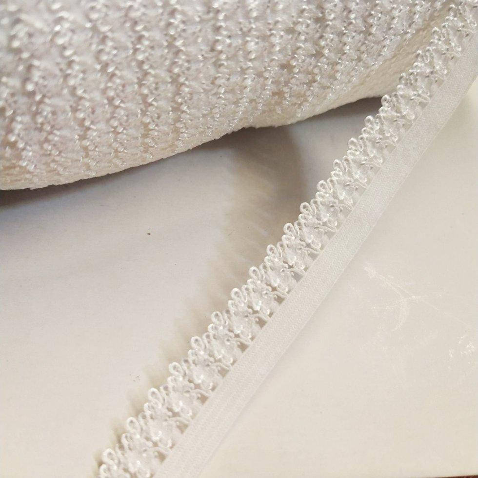 

Резинка для пошива нижнего белья (отделочная) 13мм на метраж белая (ПИ8-005)