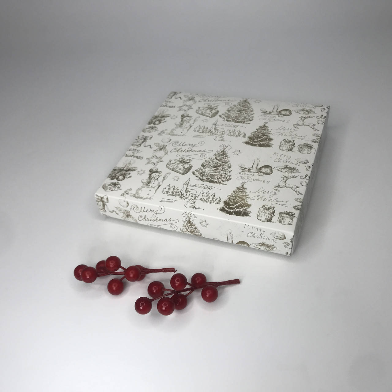 

Коробка для подарков, 200*200*35 мм, без окна, "Merry Christmas", Белый