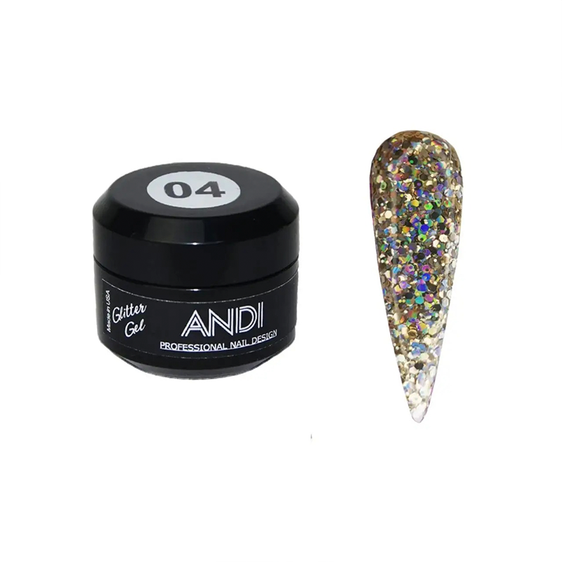 

Глиттерный гель Andi Prof Glitter Gel №04 - золото голографик, 5 мл