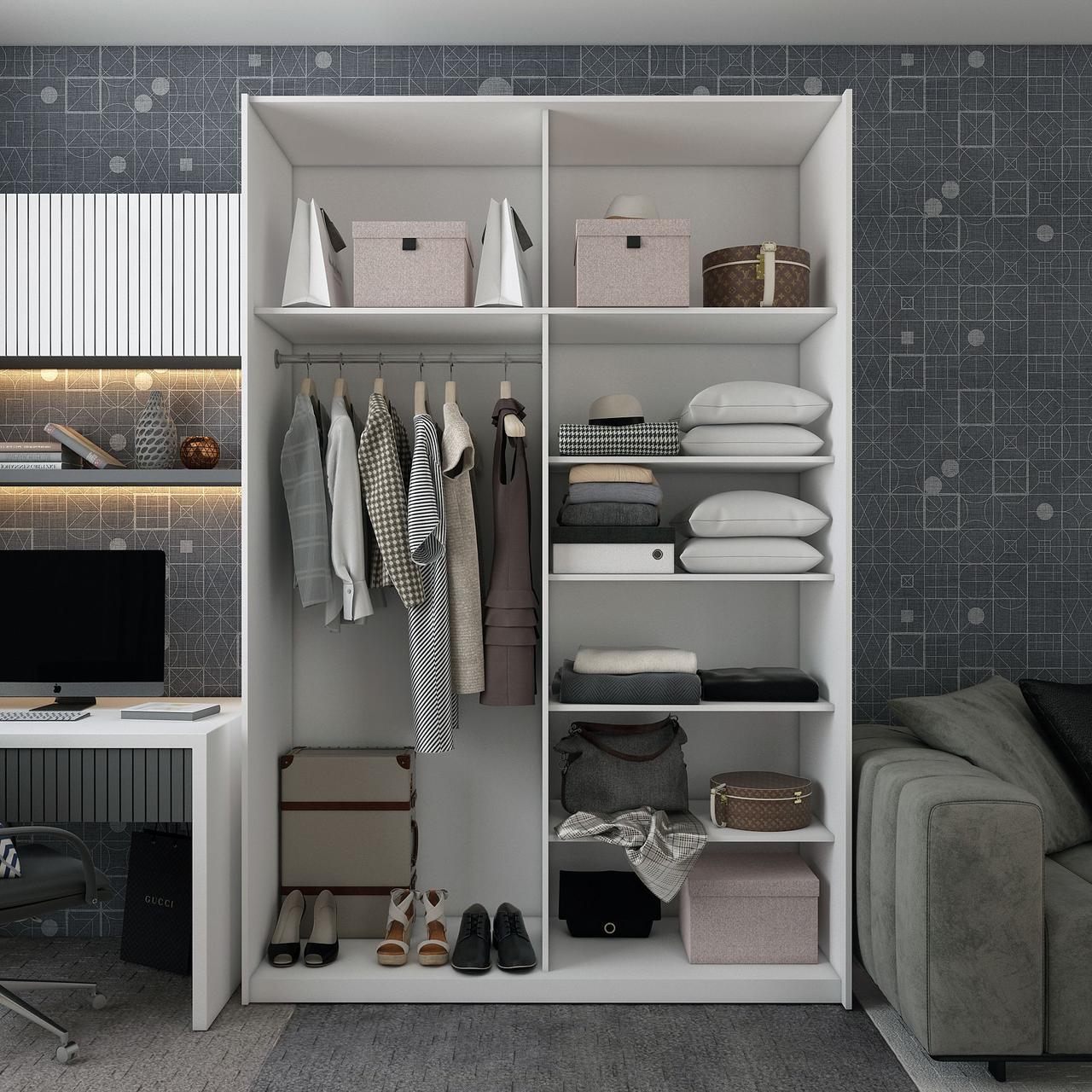 Шафа купе Doros G-Caiser Білий Графіт 2 ДСП / 3 частини 160х60х240 (42005087) 5