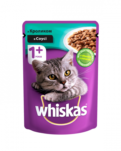 

Влажный корм для котов Whiskas Вискас c кроликом в соусе, 100 г