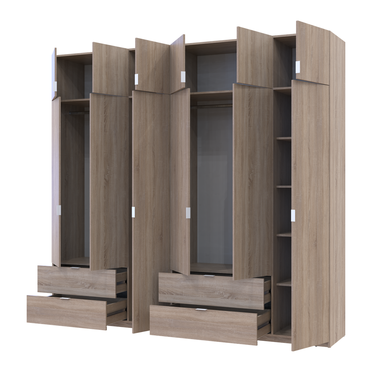 Розпашна Шафа для одягу Doros Лукас Дуб сонома 3+3 ДСП 255х50х240 (42005111) 2