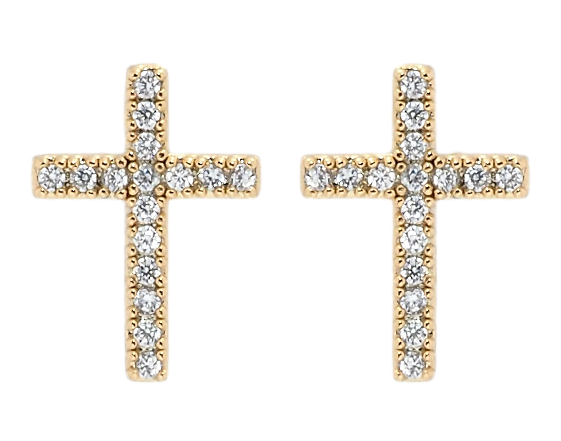 

Серьги Xuping Позолота 18K гвоздики (пусеты) "Крестики с цирконием"
