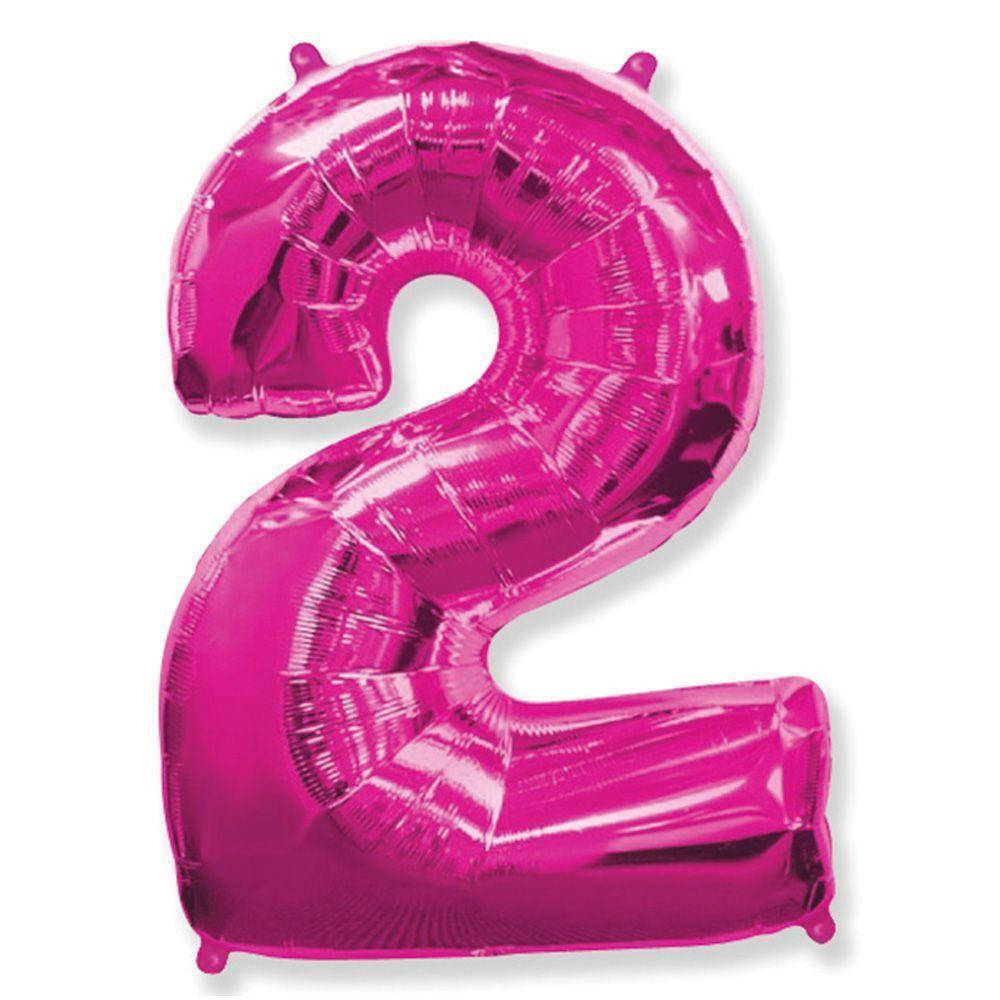 

Фольгована кулька цифра малиновий "2" 40" fuchsia.Flexmetal упаковка, Малиновый