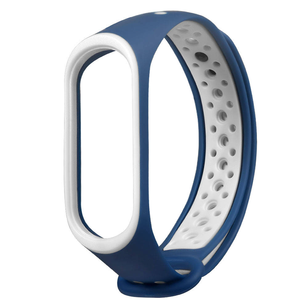 

Ремешок Sieve для браслета Xiaomi Mi Band 3 / Mi Band 4 белый с синим