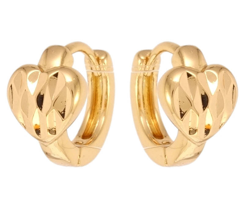 

Серьги Xuping Позолота 18K колечки "Сердечки с насечками"