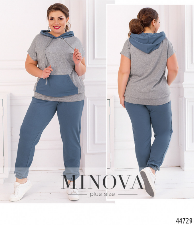 

Спортивный костюм женский летний Minova Размеры: 52-54, 56-58, 64-66, Голубой