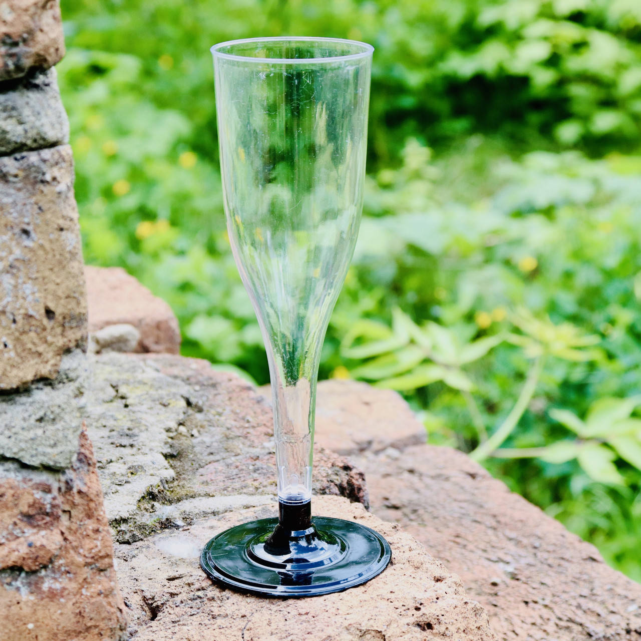 

Топ! Пластиковый Фужер бокал для Шампанского 130 мл одноразовый 16.5х5 см, Черная ножка, Прозрачный