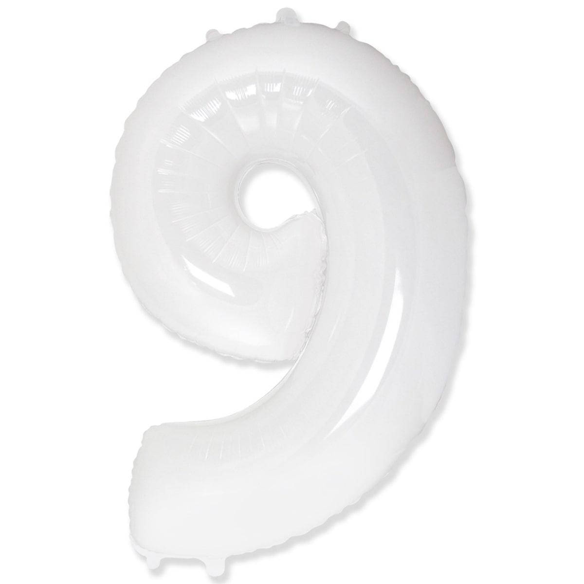 

FM 40" Цифра 9 Белая White. Фольгированный шар, Белый