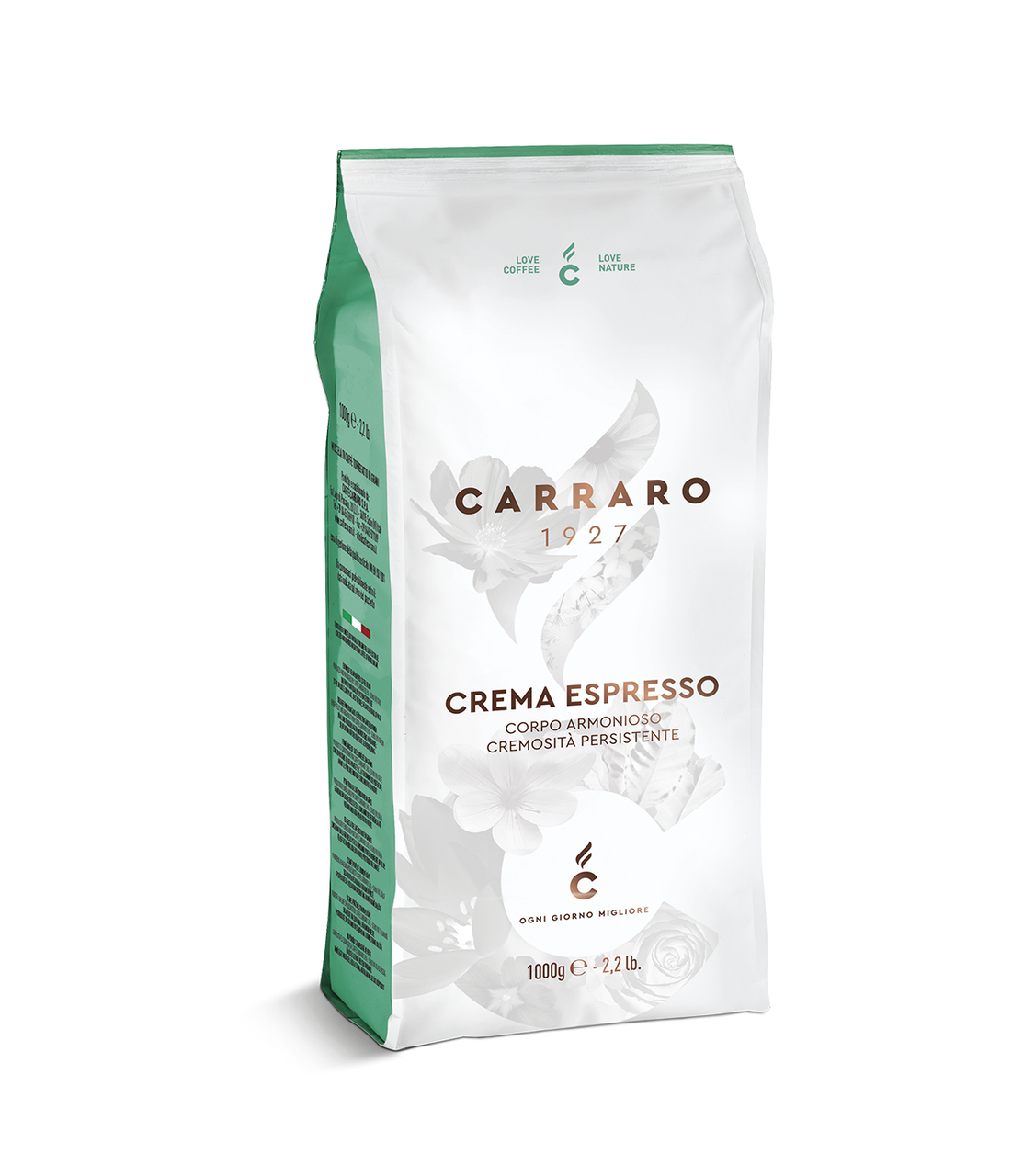 

Кофе в зернах Crema Espresso 1kg. Aрабика 80%, робуста 20%.Carraro Caffe S.p.A.Italia.