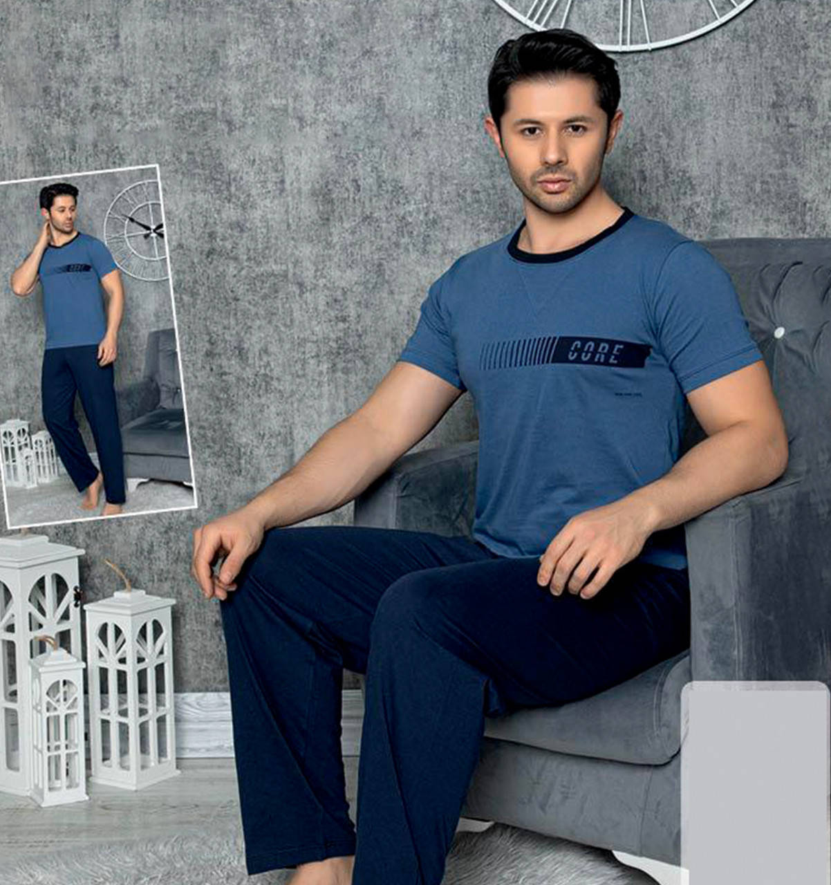 

Пижама мужская хлопковая с брюками Seyko, костюм для дома 9023 L