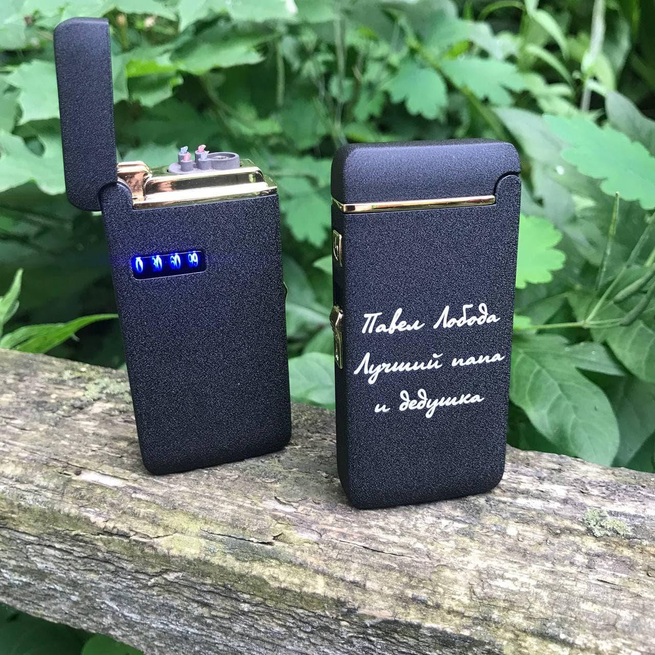 

2-х режимная зажигалка usb + газ с гравировкой. зарядка от юсб, Черный