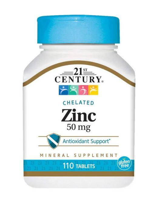 

21st Century Chelated Zinc 50 mg, Цинк (110 таб.)