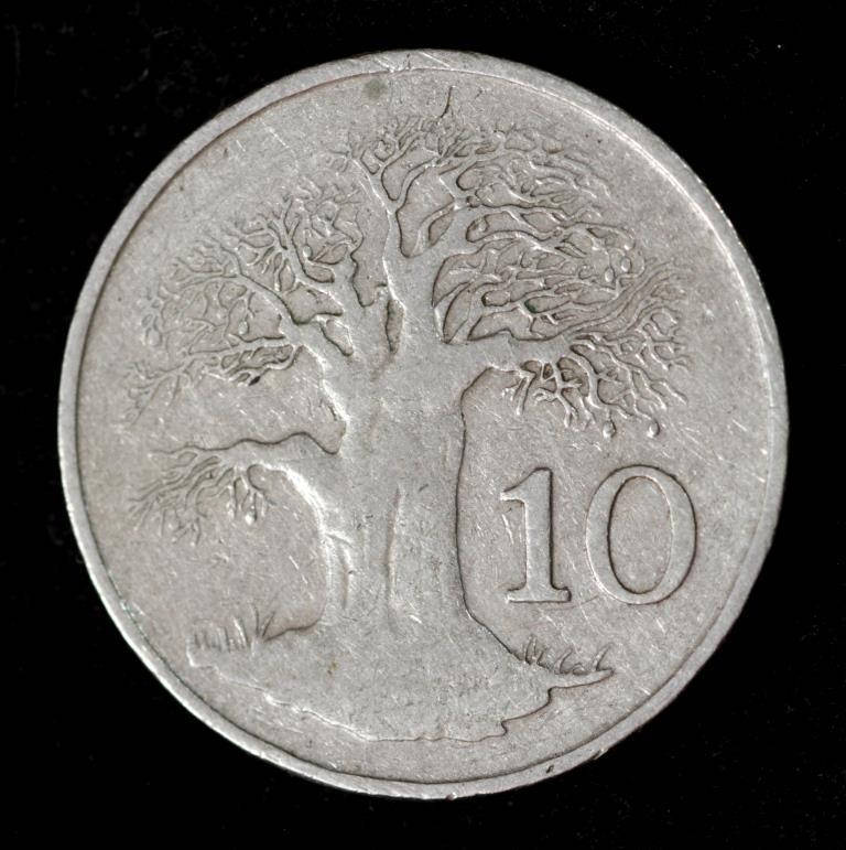 

Монета Зимбабве 10 центов 1980 г. Баобаб
