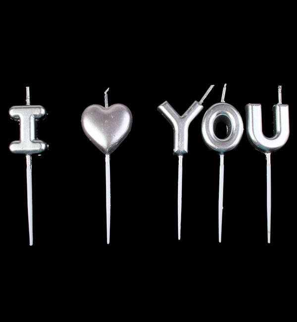 

Свечи в торт "I Love You, цвет серебро, набор 5 шт