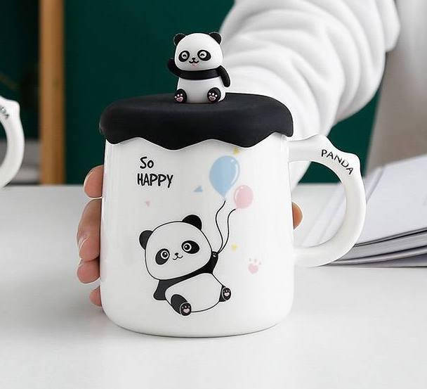 

Кружка с крышкой и ложкой Панда So Happy 5890 500 мл, Белый
