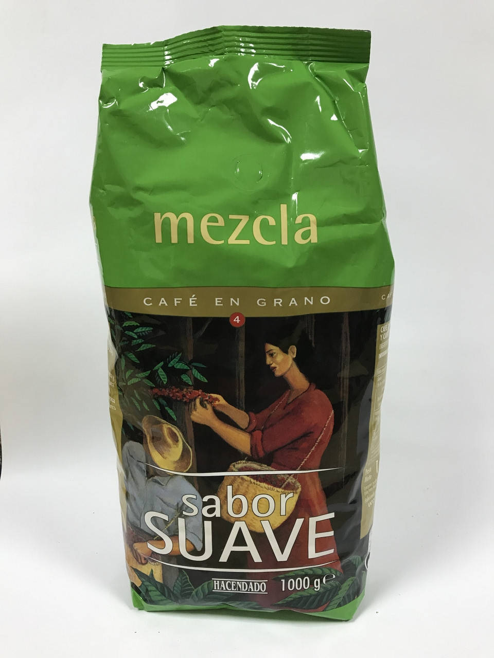 

Кофе в зернах смешанной обжарки Mezcla Sabor Suave (Hacendado)