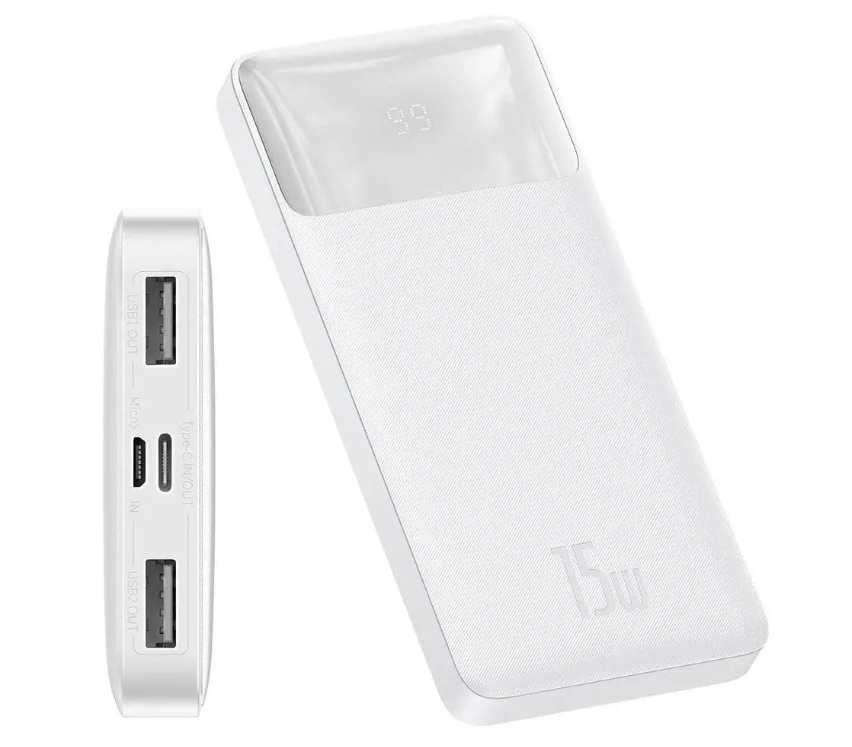 

Power bank, павербанк Baseus Bipow Digital Display 15W 10000mAh - White, Черный
